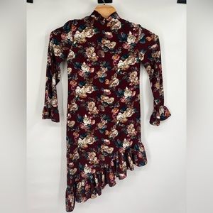 Walter Baker Gayle Floral Long Sleeve Asymmetrical Dress NWT Sz 4